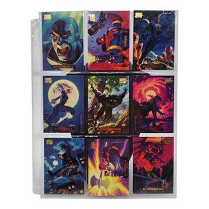 Marvel Masterpieces 1993 Trading Cards Complete Page Set Featuring Iconic Charac